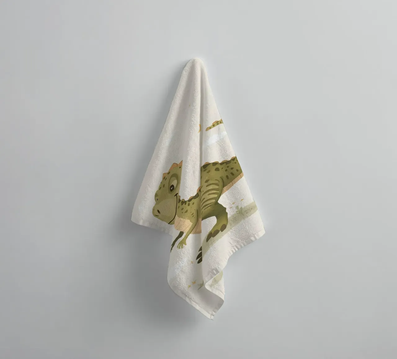 Felice Tyrannosaurus Rex con stelle e nuvole asciugamano da bagno da DesignDoodle
