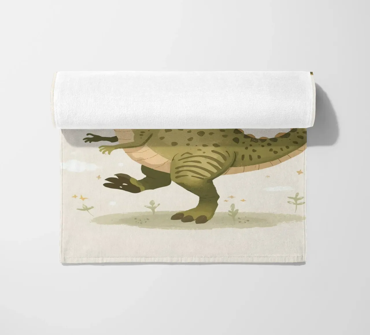 Felice Tyrannosaurus Rex con stelle e nuvole telo mare da DesignDoodle