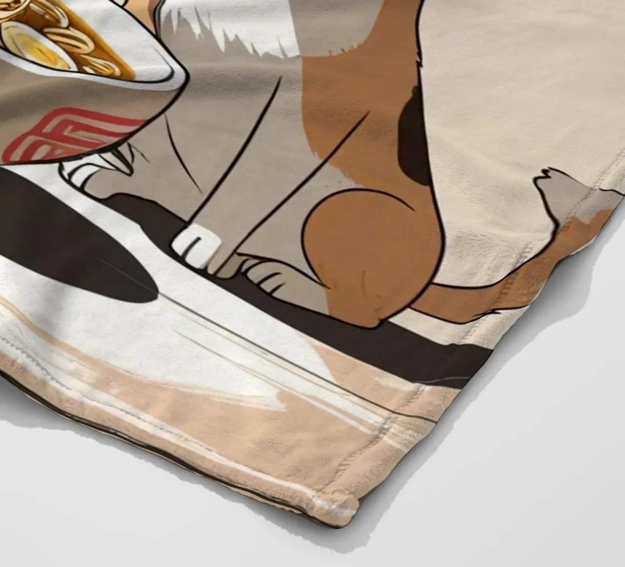 Gatto e cane felici e carini con una ciotola di ramen coperta in pile da DesignDoodle