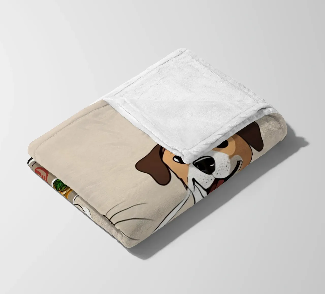 Gatto e cane felici e carini con una ciotola di ramen coperta in pile da DesignDoodle