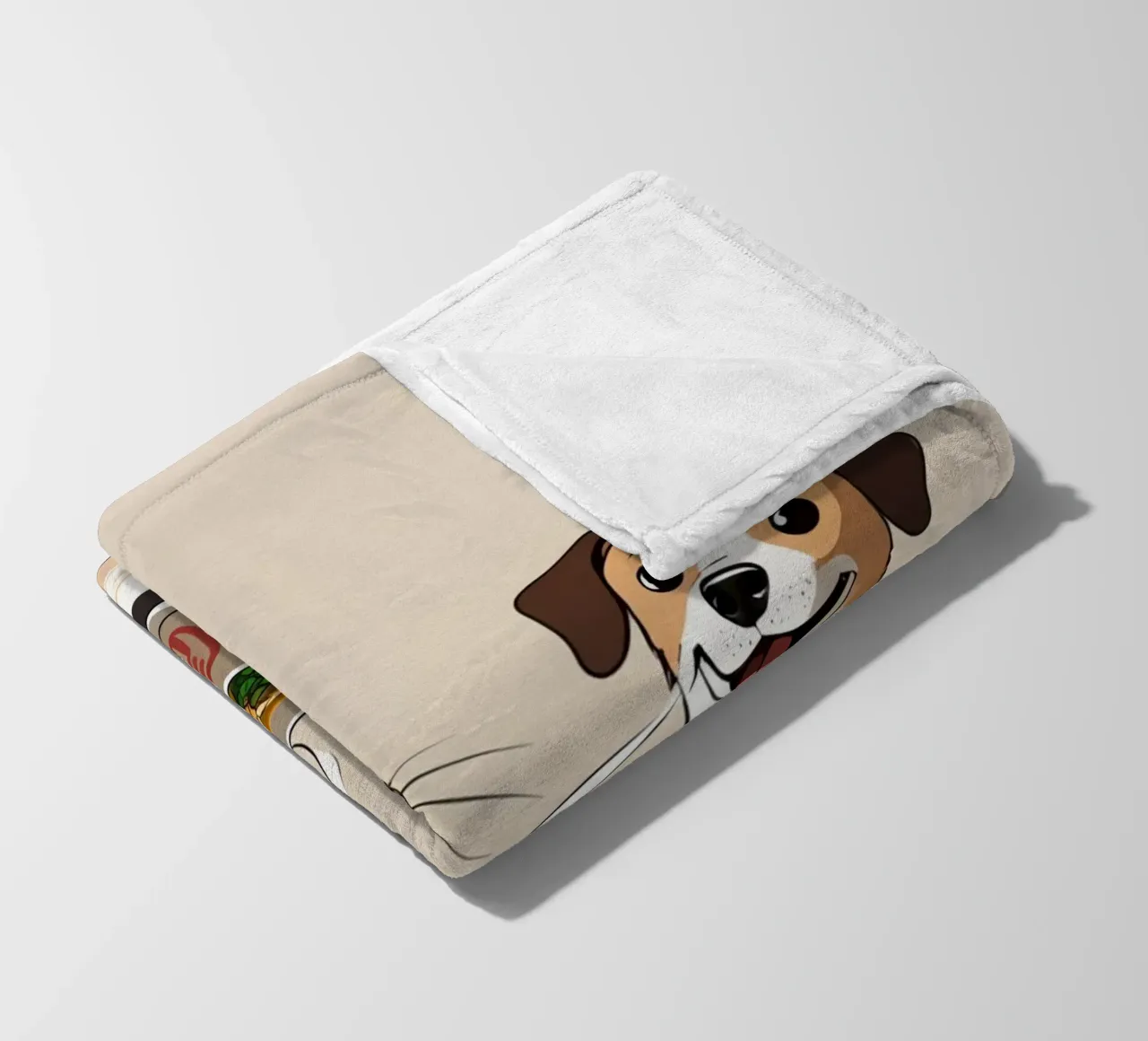 Gatto e cane felici e carini con una ciotola di ramen coperta in pile da DesignDoodle