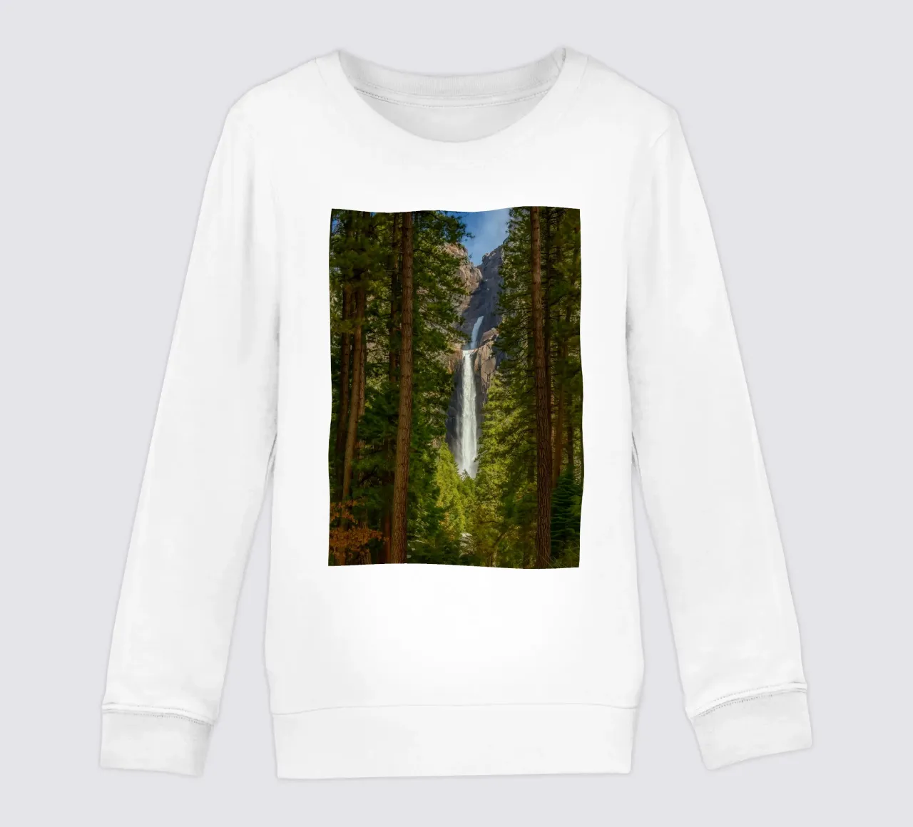 vista di una cascata nella foresta felpa bambino da PASMING