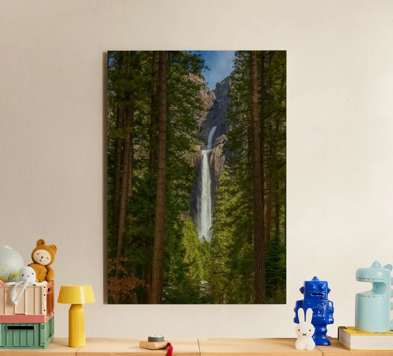 vista di una cascata nella foresta alluminio dibond da PASMING
