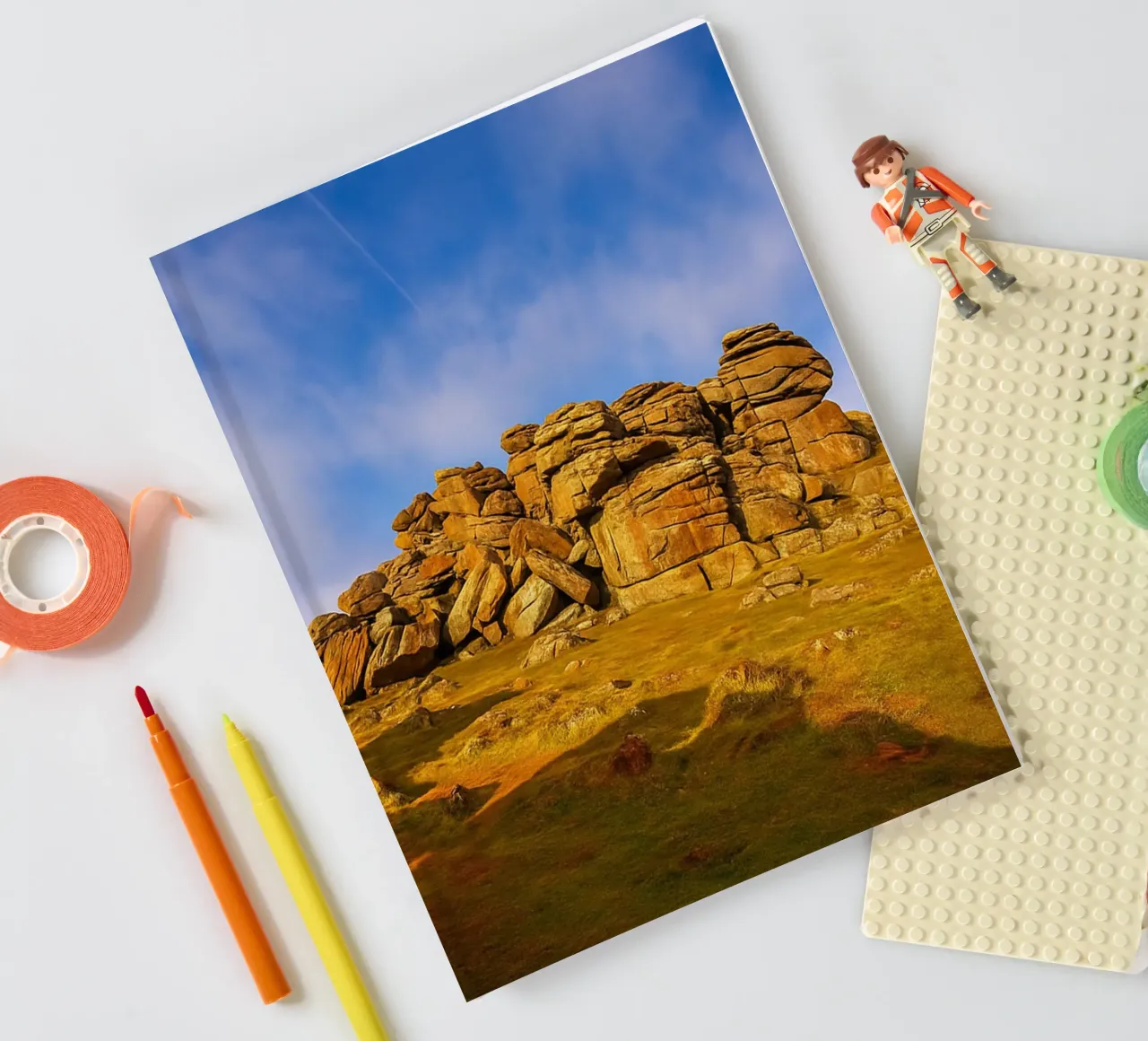 view of stacked rock mountains notebook by PASMING