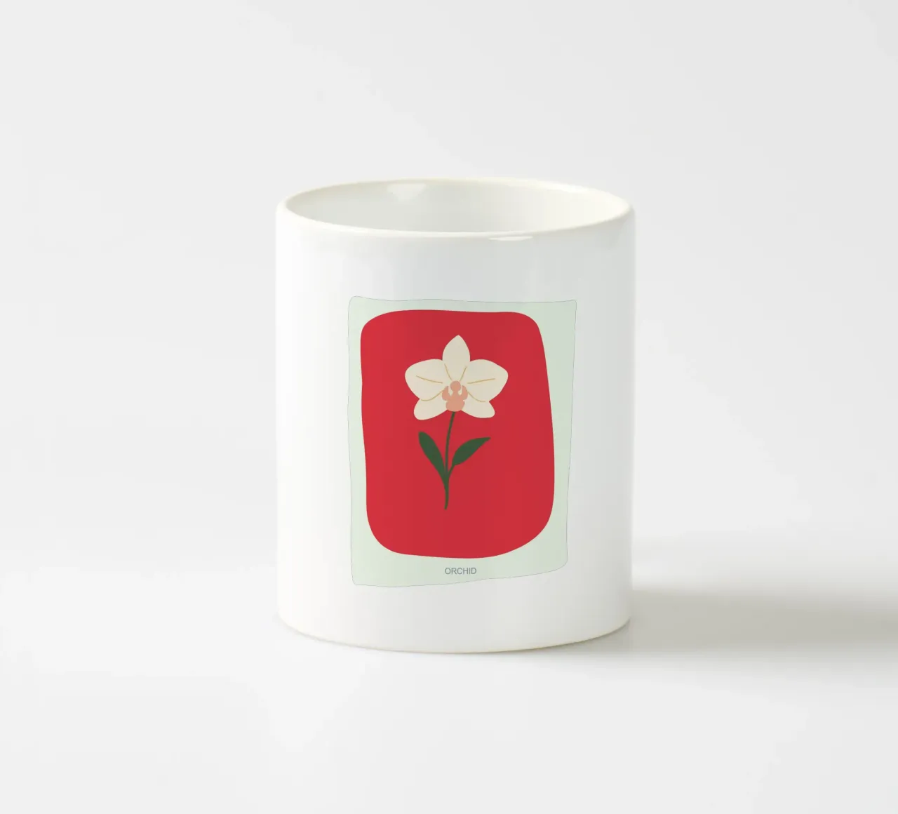 Illustrazione disegnata a mano di un'orchidea tazza in ceramica da GalerieGG