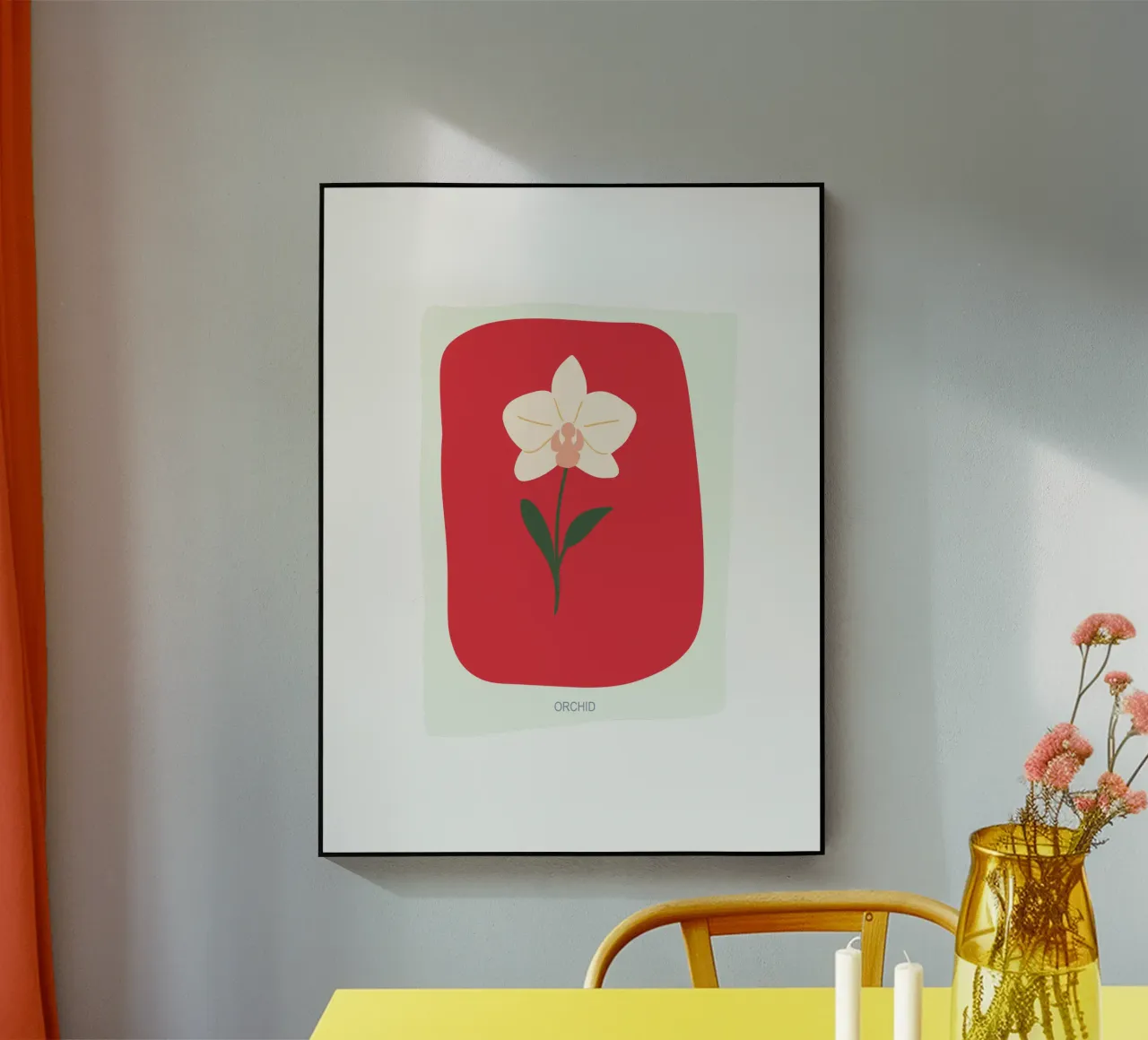 Illustrazione disegnata a mano di un'orchidea plexiglass da GalerieGG