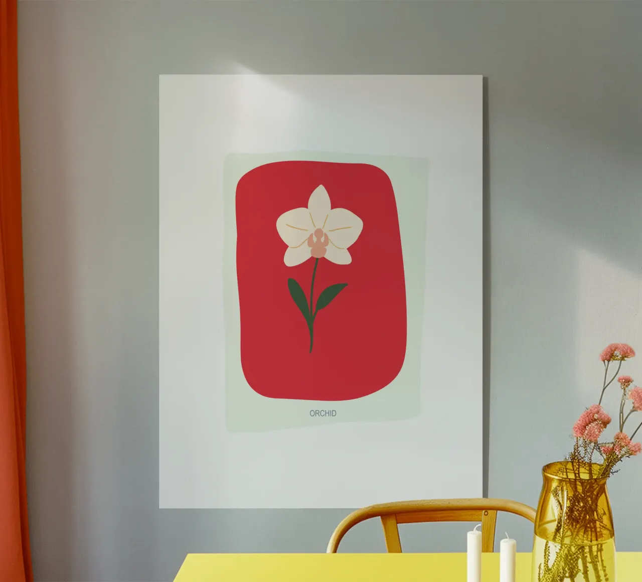 Illustrazione disegnata a mano di un'orchidea plexiglass da GalerieGG