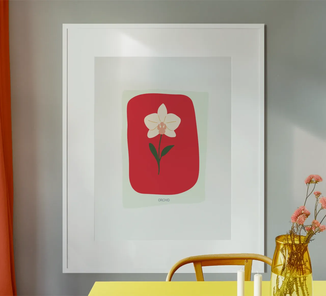 Illustrazione disegnata a mano di un'orchidea carta hahnemühle da GalerieGG