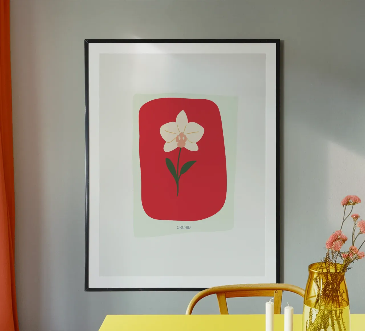 Illustrazione disegnata a mano di un'orchidea carta hahnemühle da GalerieGG
