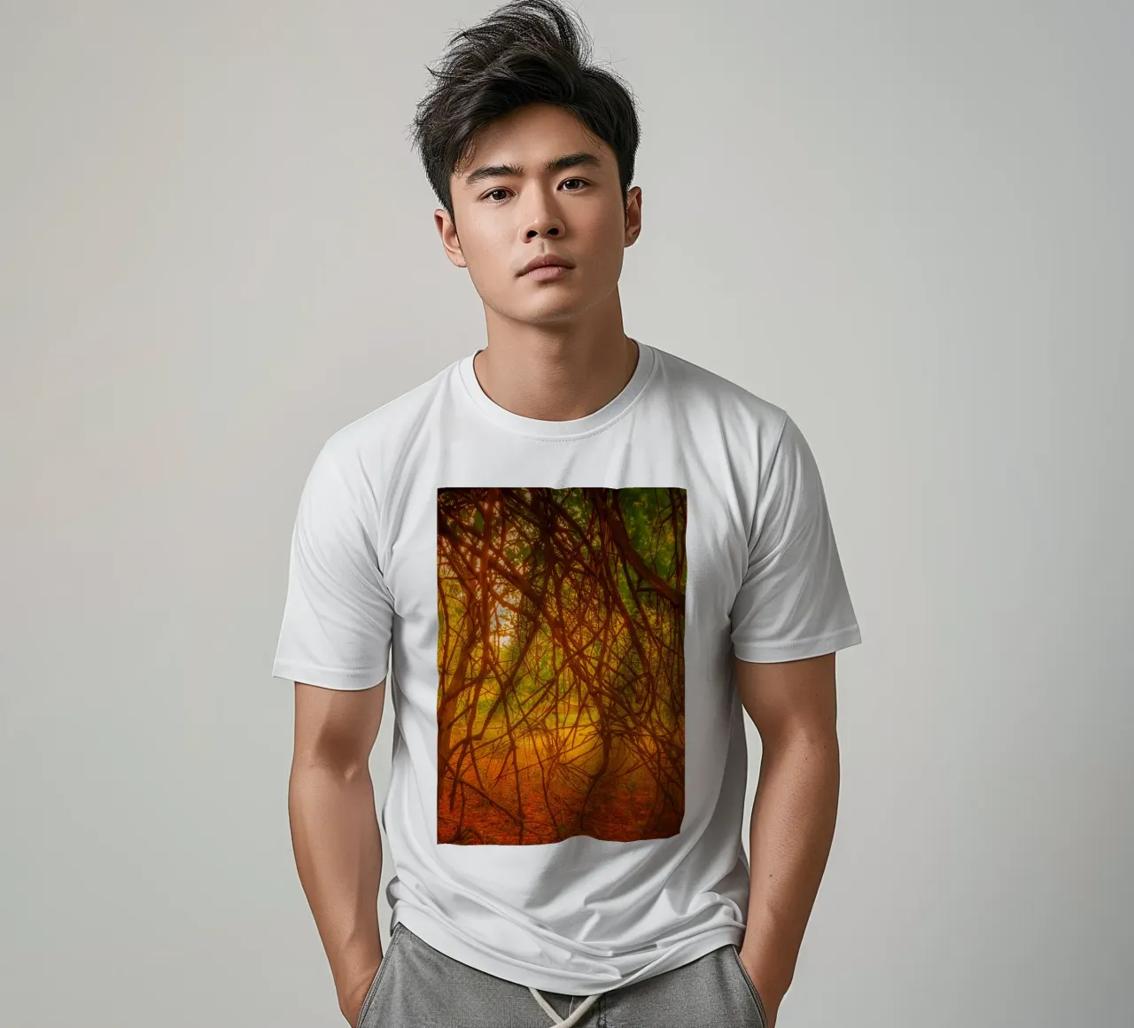 bis zum Boden herabhängende Äste T-Shirt von PASMING