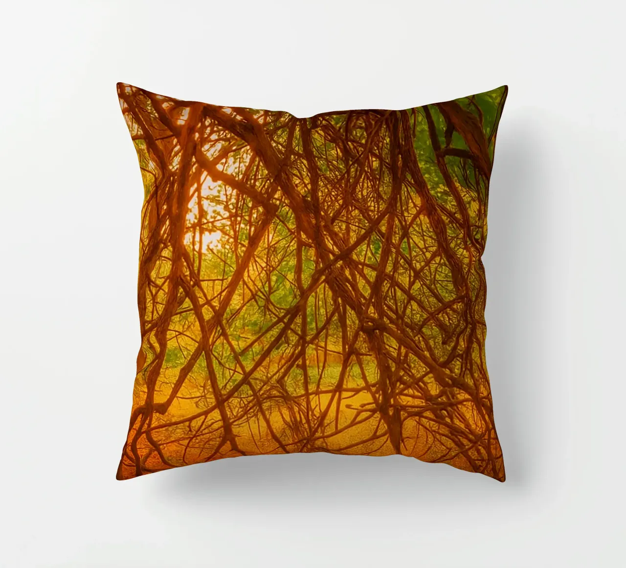 tree branches hanging down to the ground decorative cushion by PASMING