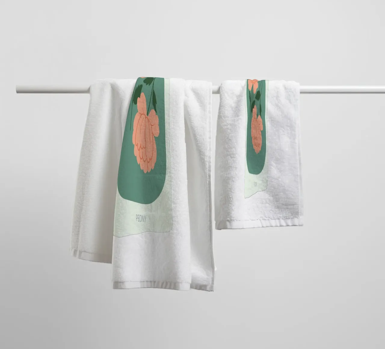 Illustrazione disegnata a mano di una peonia asciugamano da bagno da GalerieGG