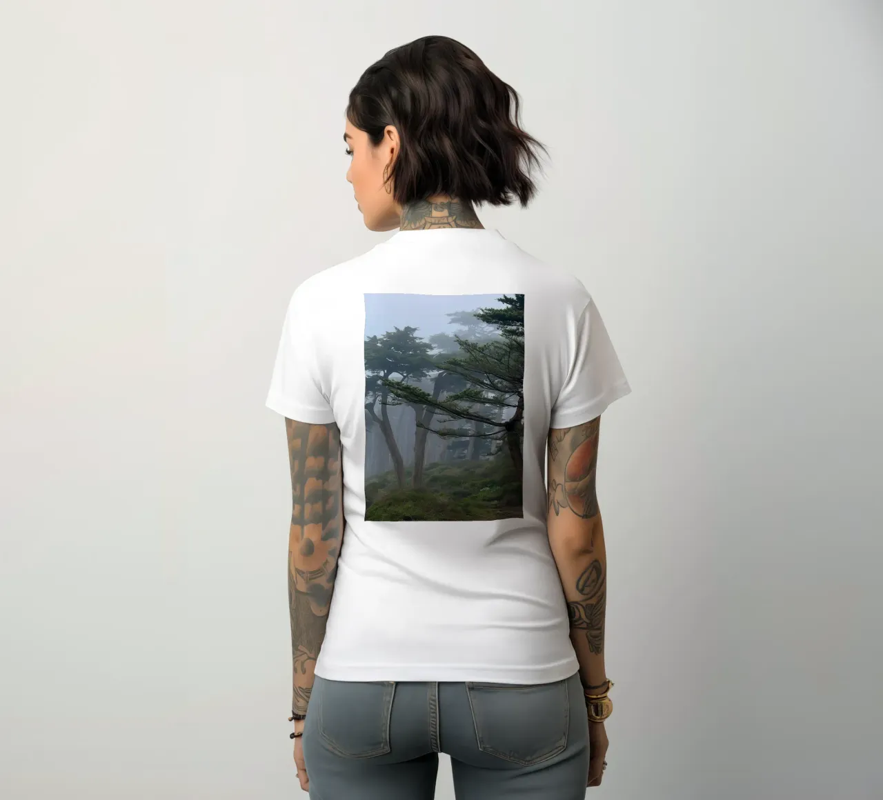 trees on the edge of the forest women's fitted t-shirt by PASMING