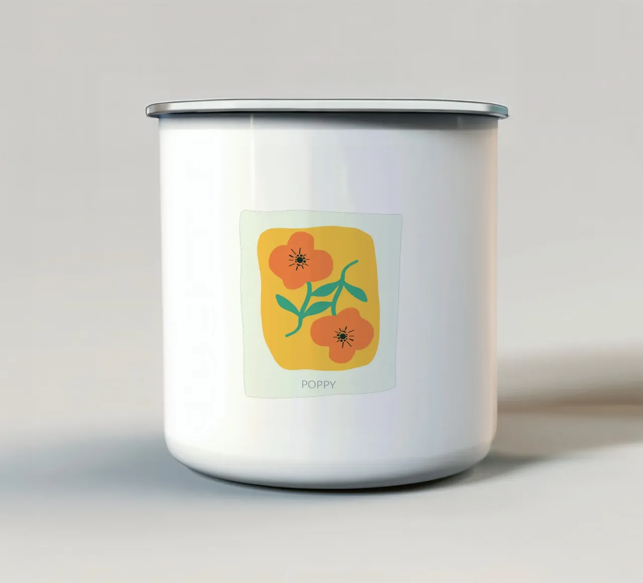 Illustrazione disegnata a mano del papavero tazza in smalto da GalerieGG