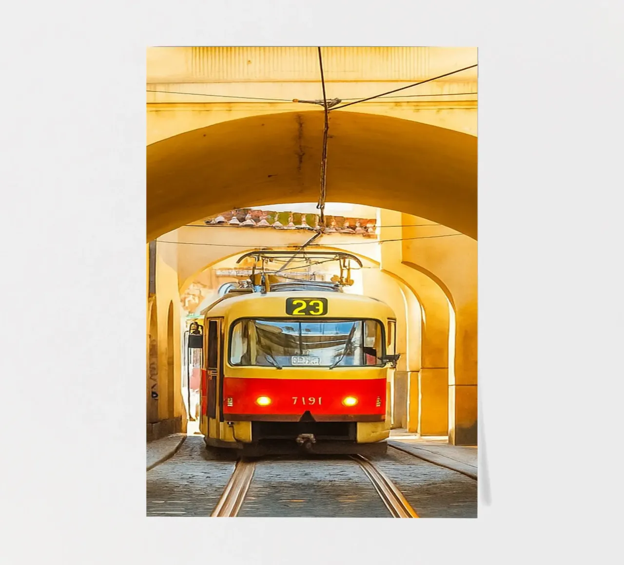 tunnel del tram d'epoca in città foglio adesivo da PASMING