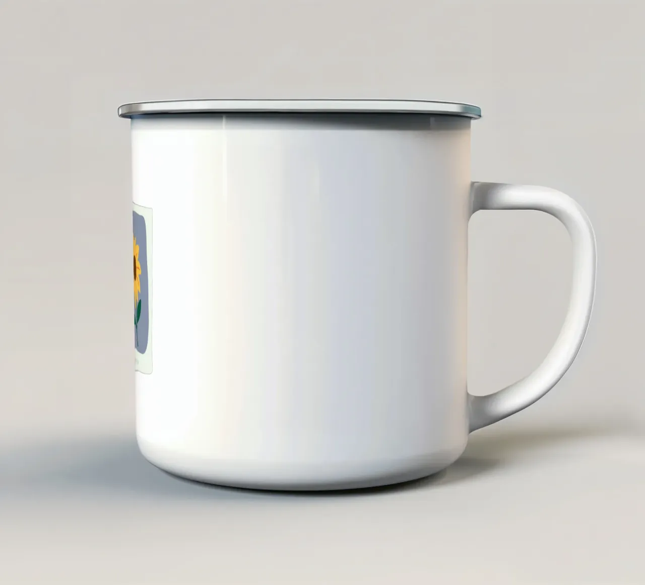 Illustrazione disegnata a mano di un girasole tazza in smalto da GalerieGG