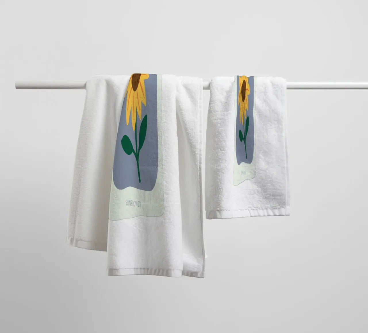 Ilustración dibujada a mano de un girasol toalla de baño de GalerieGG