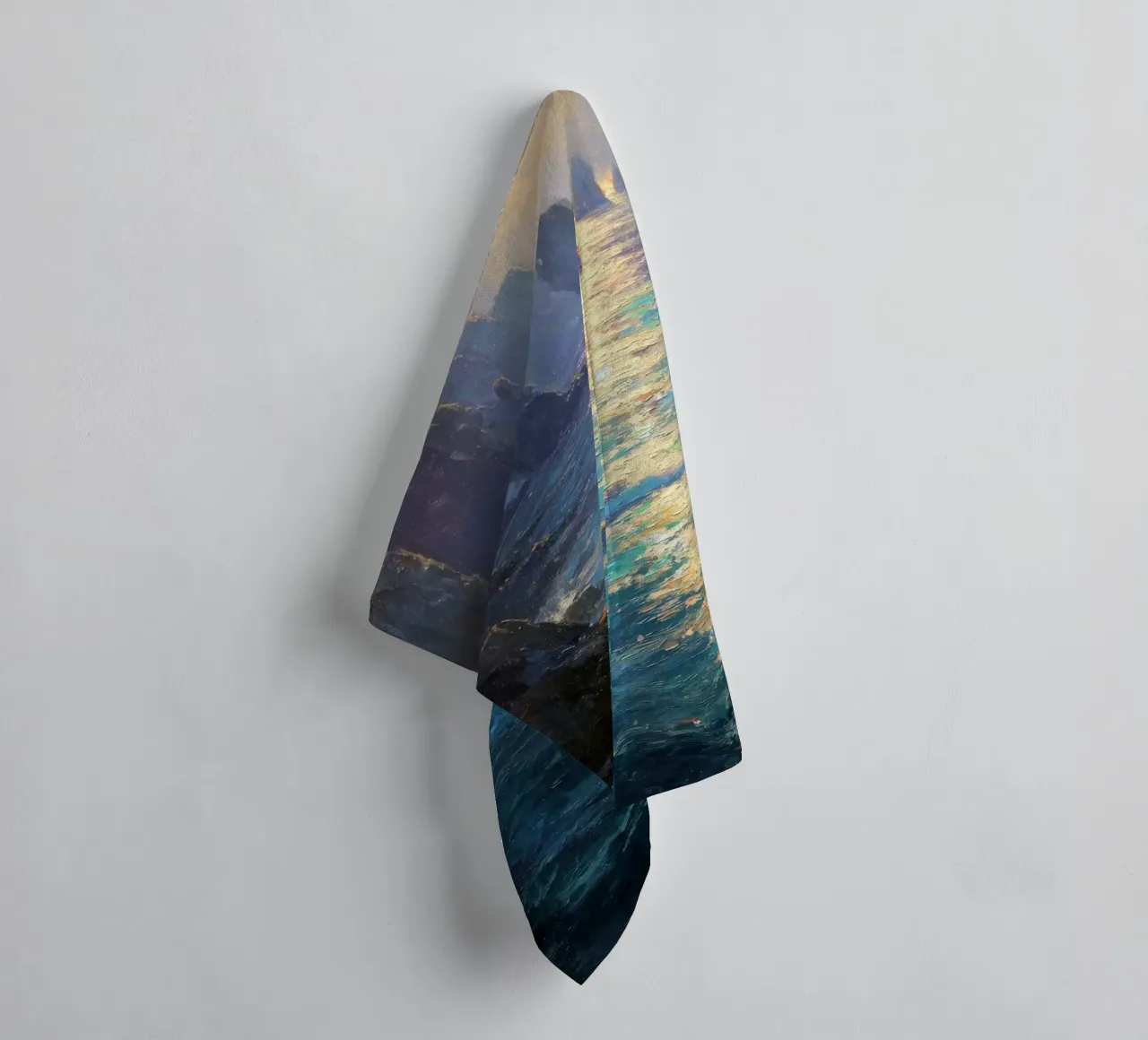 Golden Light on Coastal Cliffs towel by Artbyvo