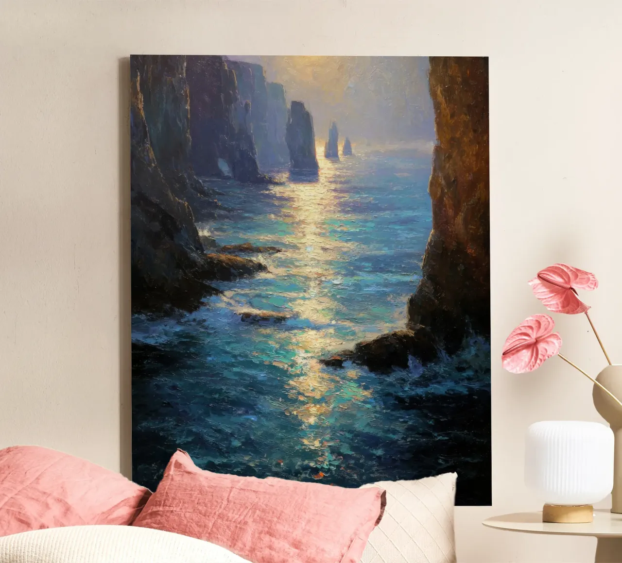 Golden Light on Coastal Cliffs canvas by Artbyvo