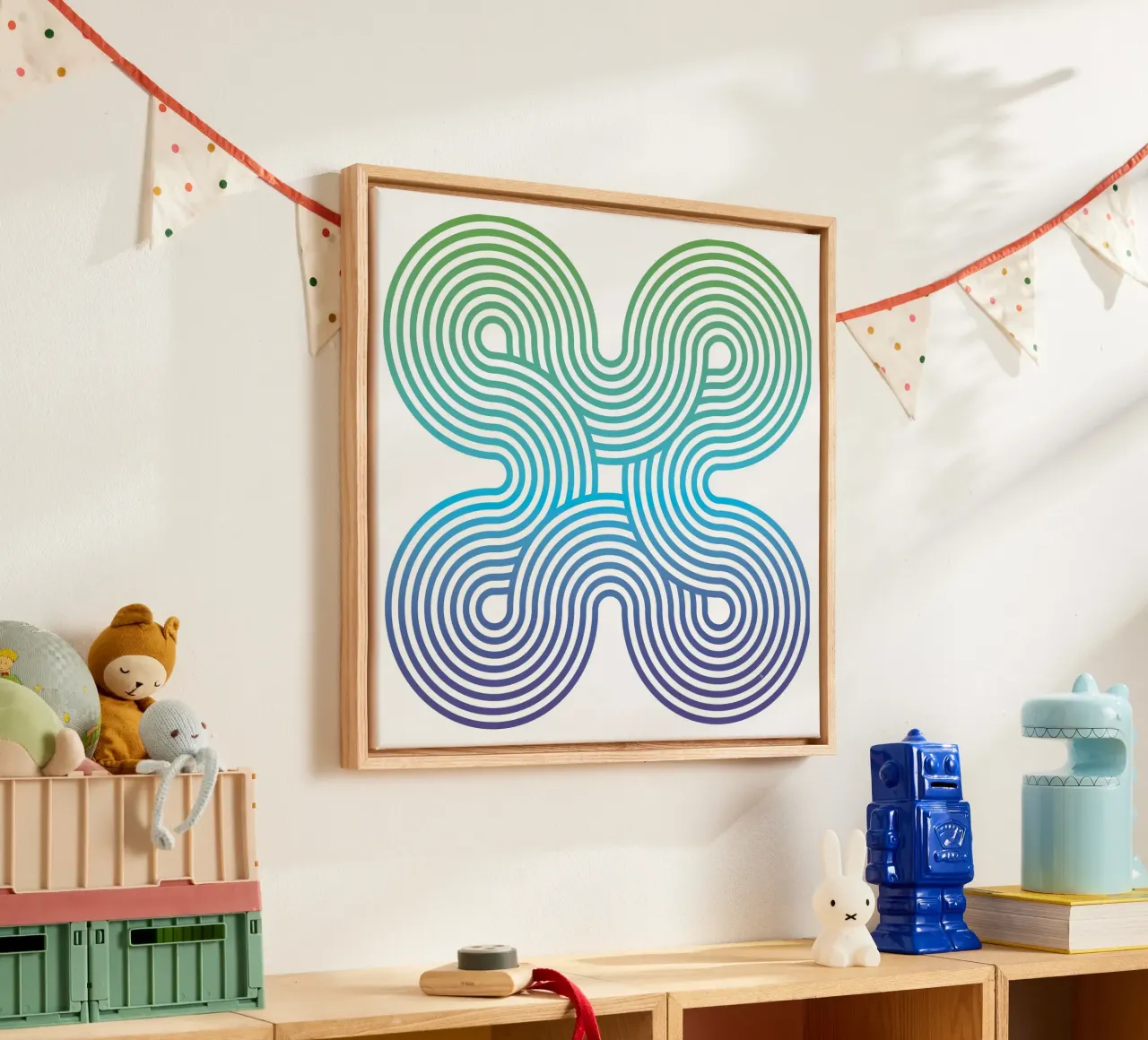 Retro Blue Lines canvas by Martina
