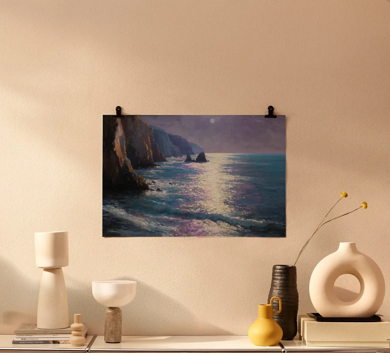 Riflessi di luna sul mare carta hahnemühle da Artbyvo