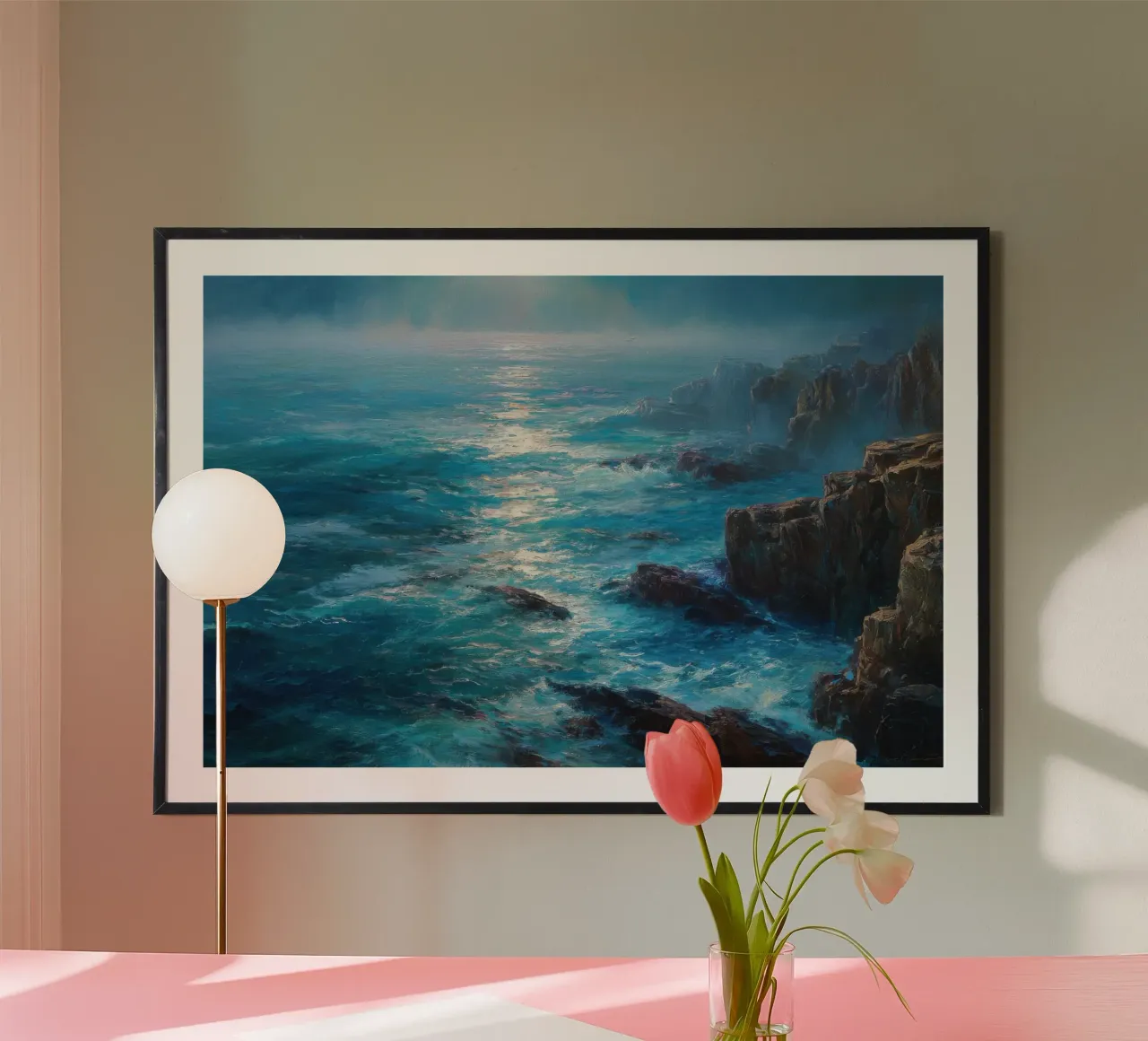 Paesaggio marino con scogliere nebbiose carta hahnemühle da Artbyvo