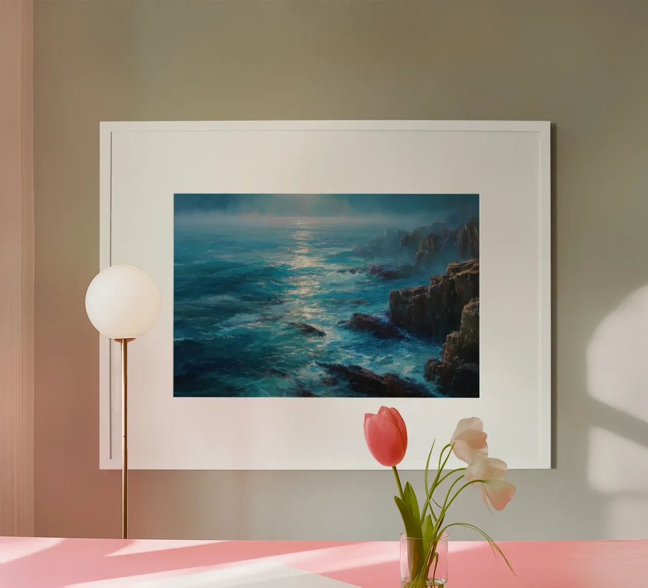 Paesaggio marino con scogliere nebbiose carta hahnemühle da Artbyvo