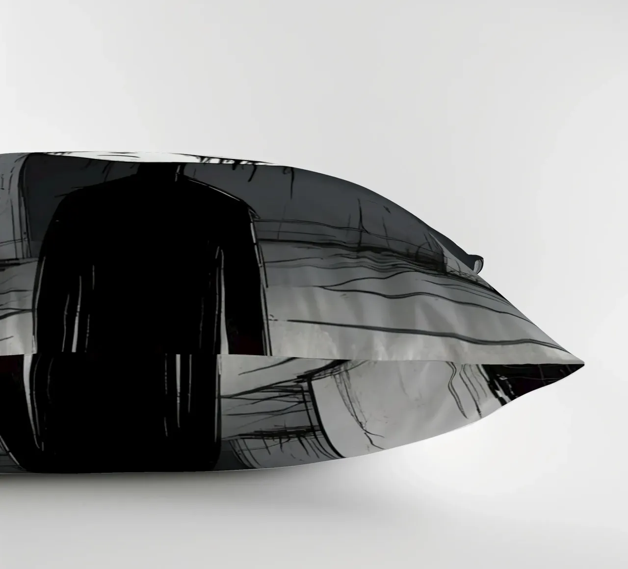 Orecchie di coniglio tristi e occhi afflitti in un ambiente buio cuscino da DesignDoodle