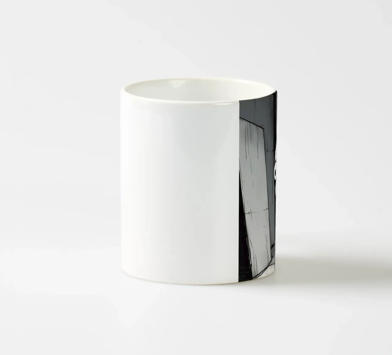 Orecchie di coniglio tristi e occhi afflitti in un ambiente buio tazza in ceramica da DesignDoodle