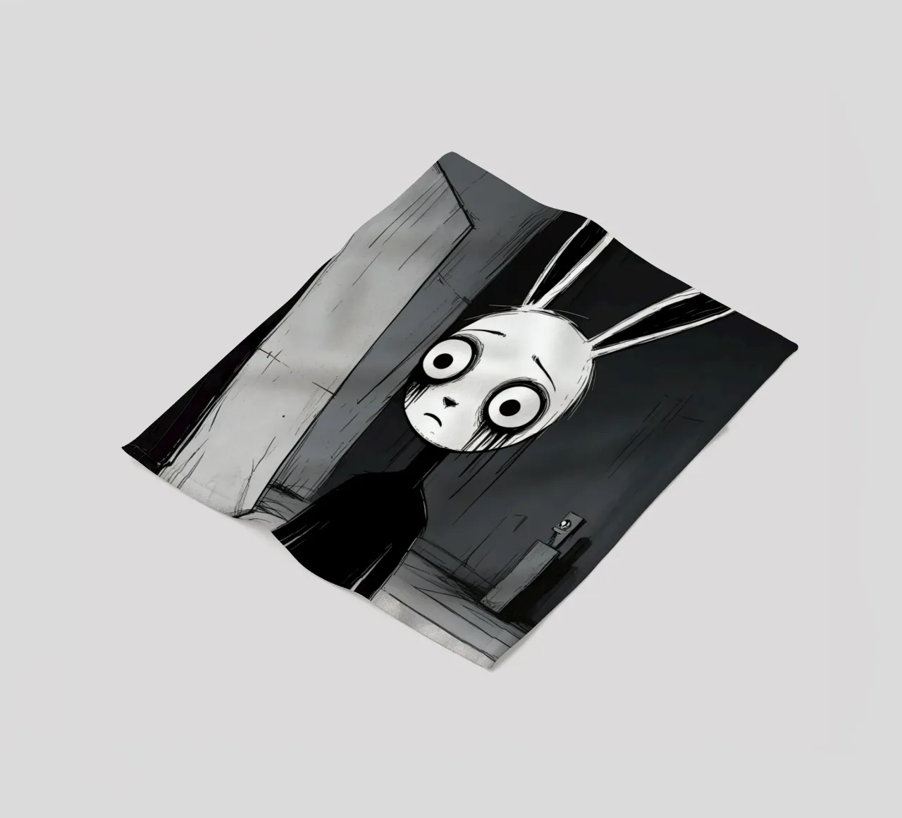 Orecchie di coniglio tristi e occhi afflitti in un ambiente buio coperta in pile da DesignDoodle