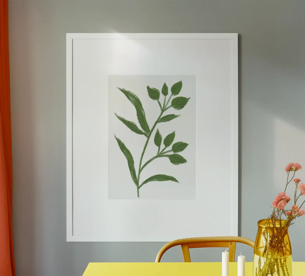 Pittura di erba verde poster con telaio in legno da Martina