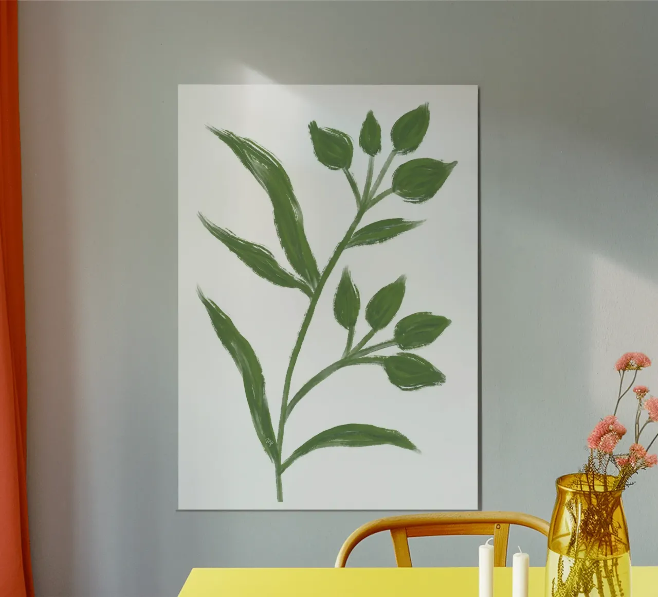Pittura di erba verde poster con telaio in legno da Martina