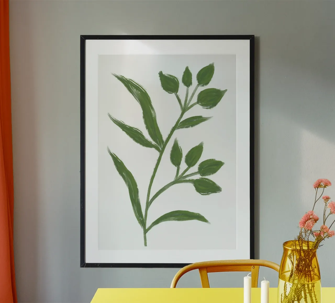 Pittura di erba verde poster con telaio in legno da Martina