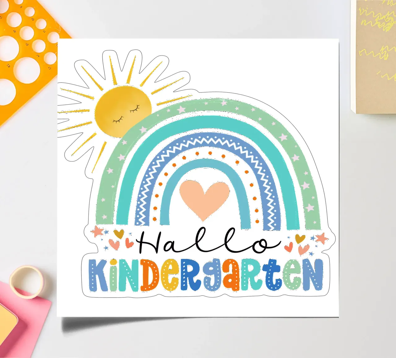 Hello kindergarten. For kindergarten teachers and toddlers. sticker sheet by CalliLetters