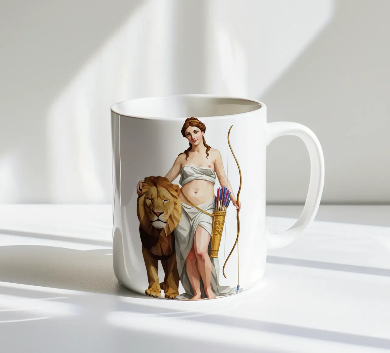 La dea Diana e un leone tazza in ceramica da Low Profile