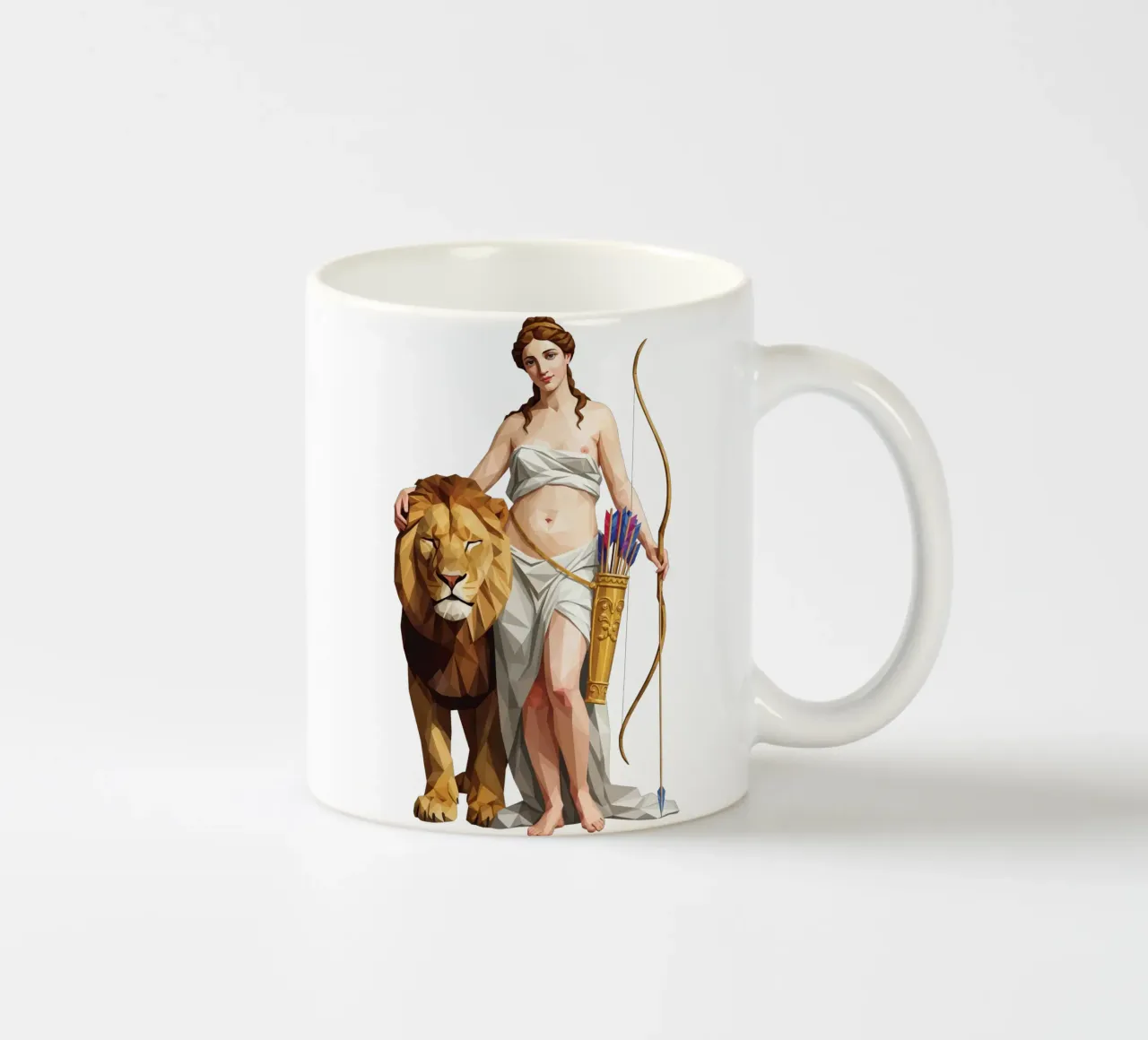 La dea Diana e un leone tazza in ceramica da Low Profile
