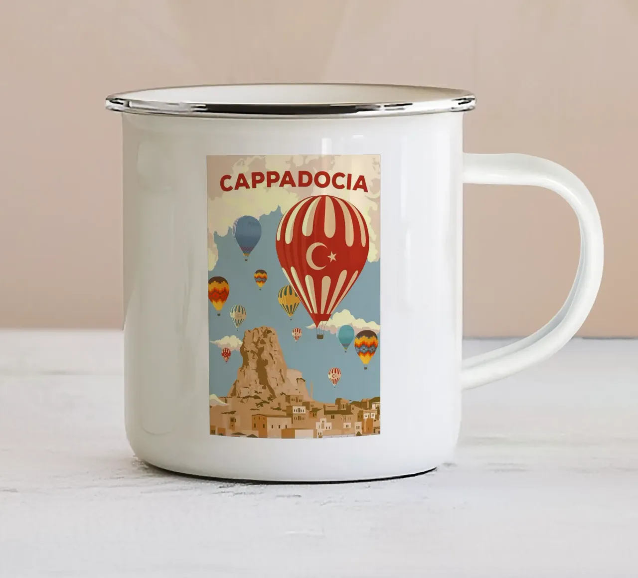 Cappadoci Visit Travel Poster tazza in smalto da rubayi fey