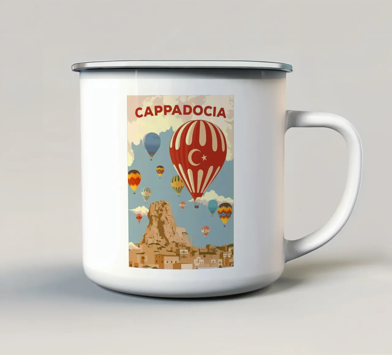 Cappadoci Visit Travel Poster tazza in smalto da rubayi fey