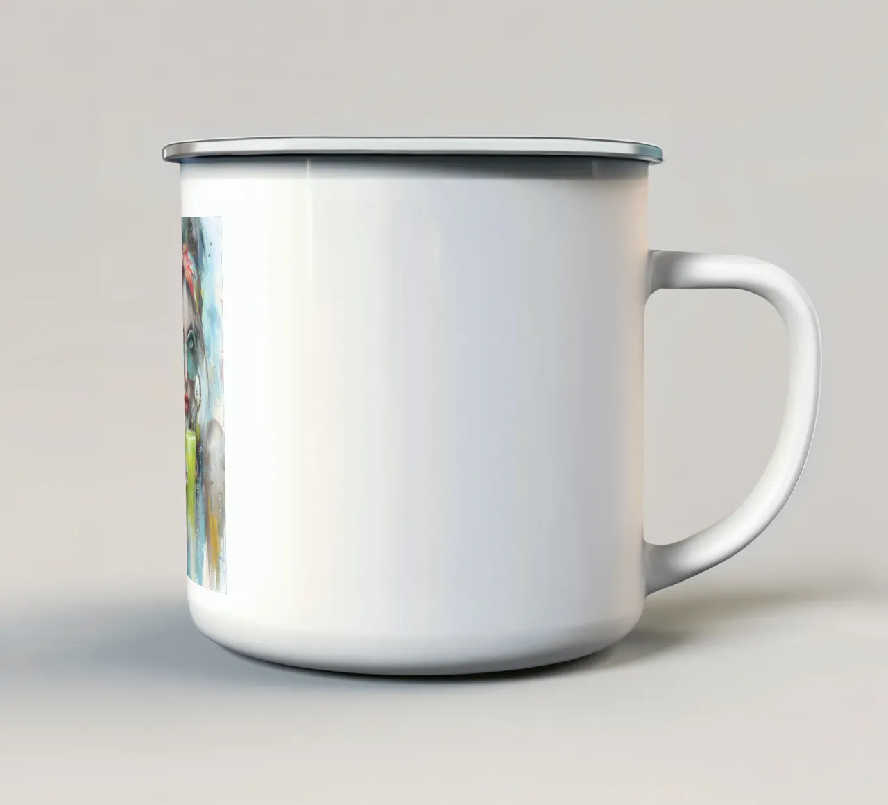 La ragazza con il drink tazza in smalto da M-Ulrich-Digital Art