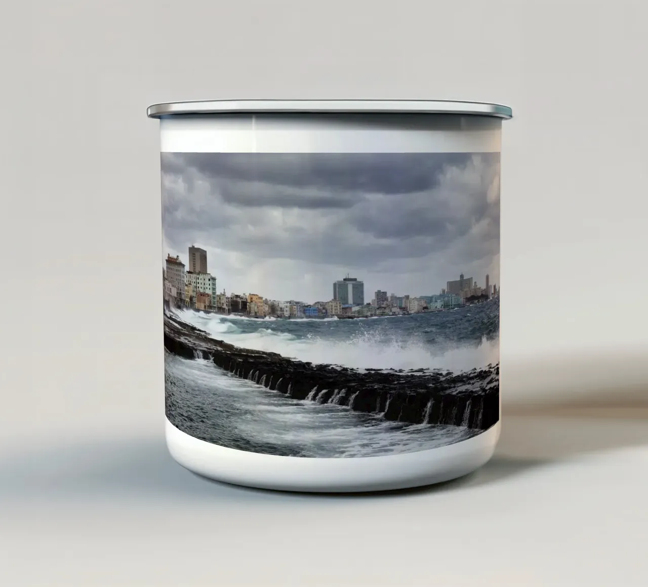 Onde all'Avana (Cuba) tazza in smalto da art picture