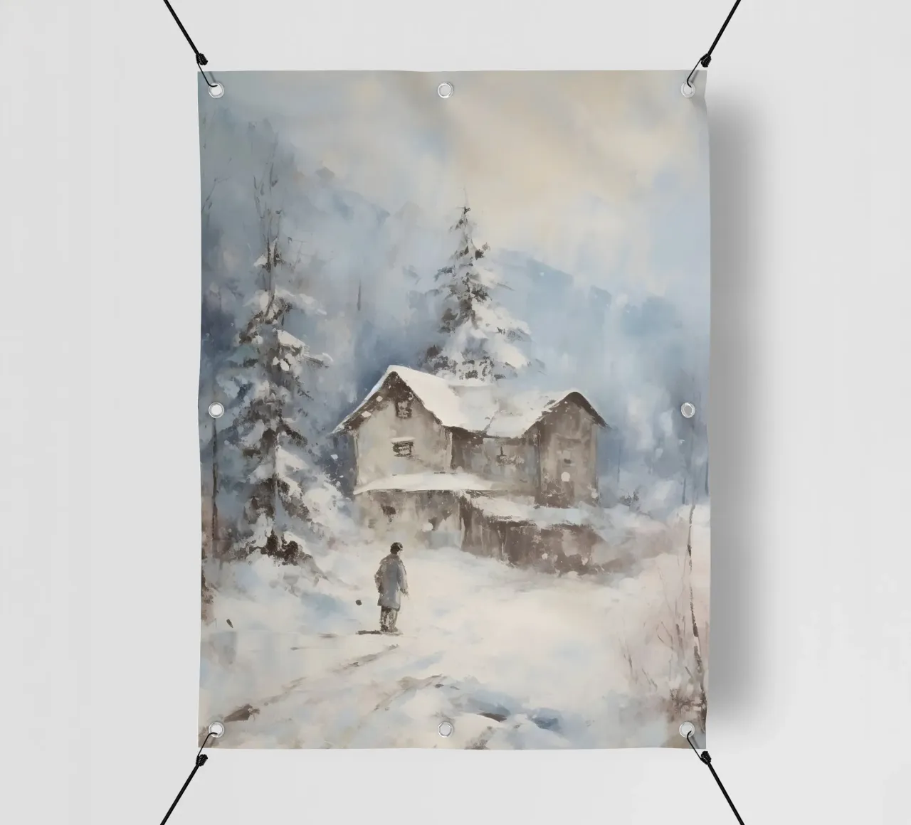 Silenzio invernale al Berghaus - Tracce solitarie nella neve telo in pvc da Cozy Vibes