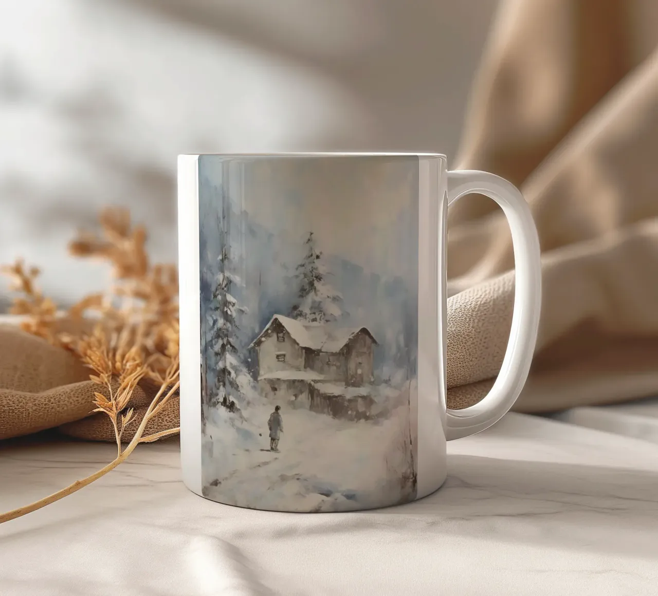 Silenzio invernale al Berghaus - Tracce solitarie nella neve tazza in ceramica da Cozy Vibes