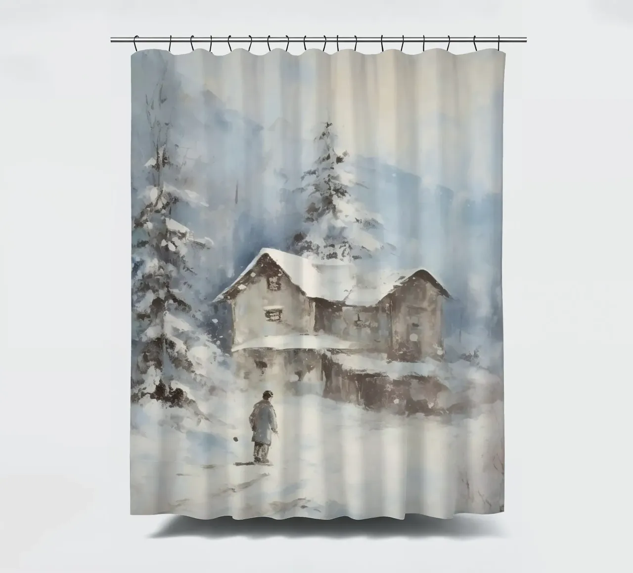 Silenzio invernale al Berghaus - Tracce solitarie nella neve tenda da doccia da Cozy Vibes