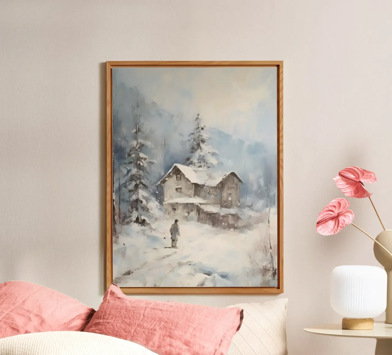 Silenzio invernale al Berghaus - Tracce solitarie nella neve alluminio dibond da Cozy Vibes