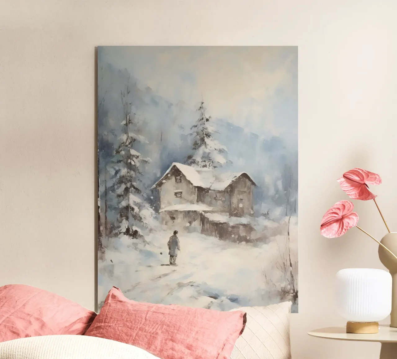 Silenzio invernale al Berghaus - Tracce solitarie nella neve alluminio dibond da Cozy Vibes