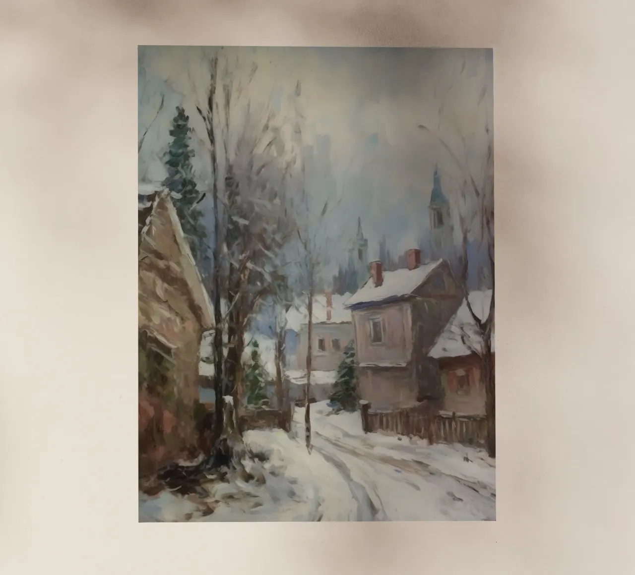 Mattine d'inverno in paese: strade tranquille e guglie della chiesa pellicola backlit da Cozy Vibes