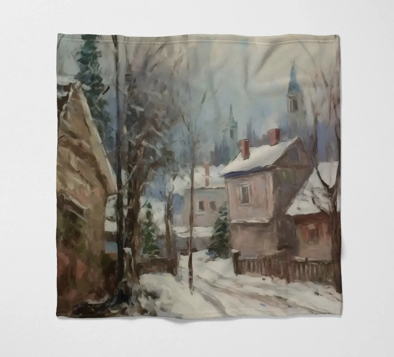 Mattine d'inverno in paese: strade tranquille e guglie della chiesa coperta in pile da Cozy Vibes