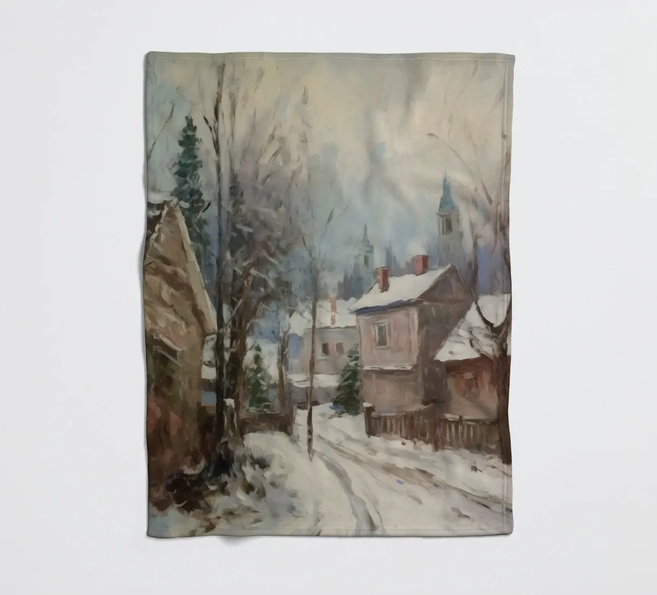Mattine d'inverno in paese: strade tranquille e guglie della chiesa coperta in pile da Cozy Vibes