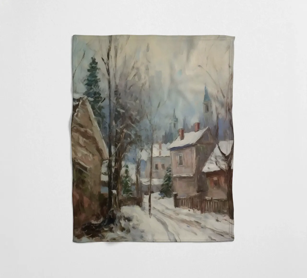 Mattine d'inverno in paese: strade tranquille e guglie della chiesa coperta in pile da Cozy Vibes