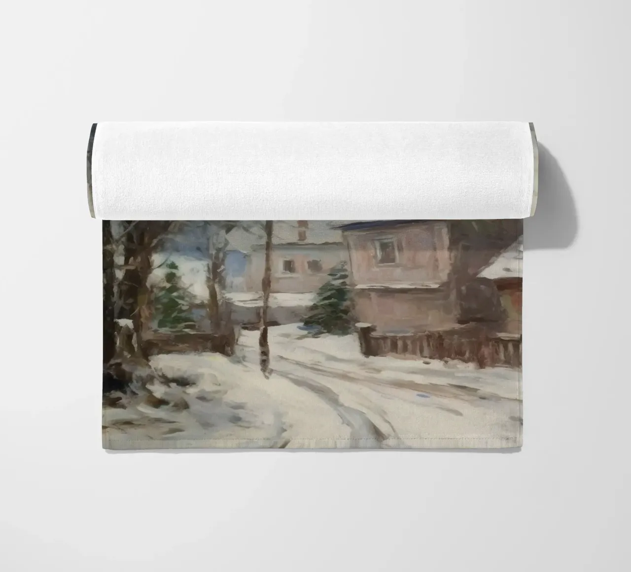 Mattine d'inverno in paese: strade tranquille e guglie della chiesa telo mare da Cozy Vibes